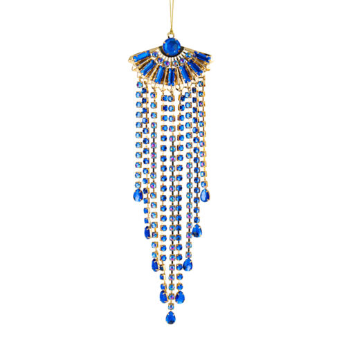 Jewelled Metal Hanging Ornament Blue