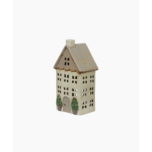 Christmas Tea Light House Stone with Pots Medium