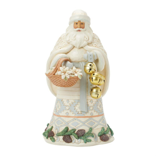 HWC, White Woodland Santa with Basket & Bells