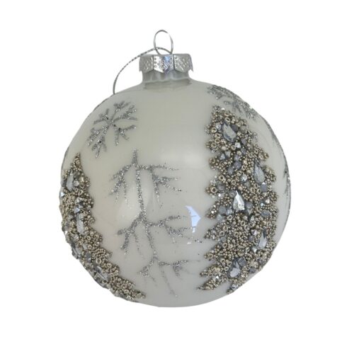 Bauble White with Silver Tree