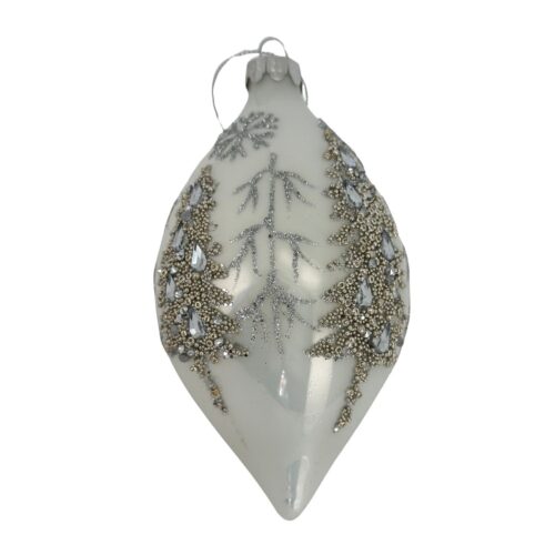 Bauble White Silver Tree Drop