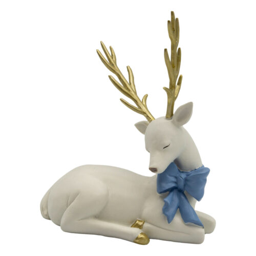 Deer Sitting Blue/White