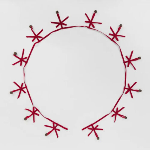 Velvet Ribbon & Bell Garland Red