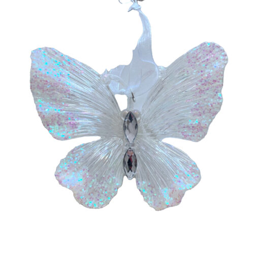 Butterfly Hanging Ornament Clear Iridescent