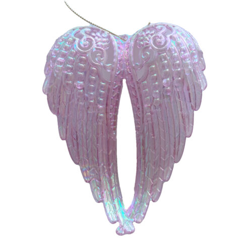 Angel Wings Hanging Ornament Pink Iridescent
