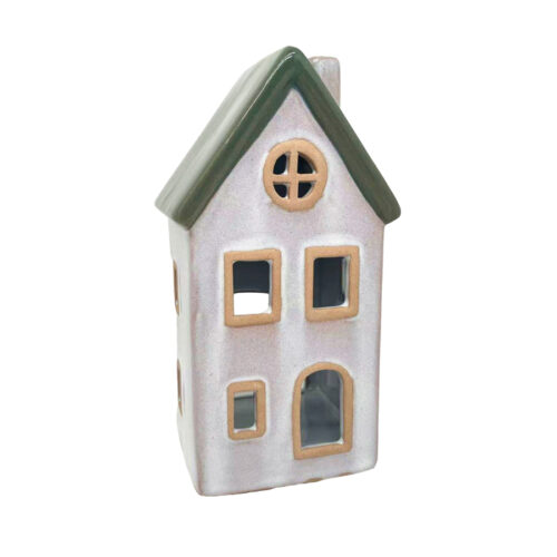 Tea light house Large Grey Green Large