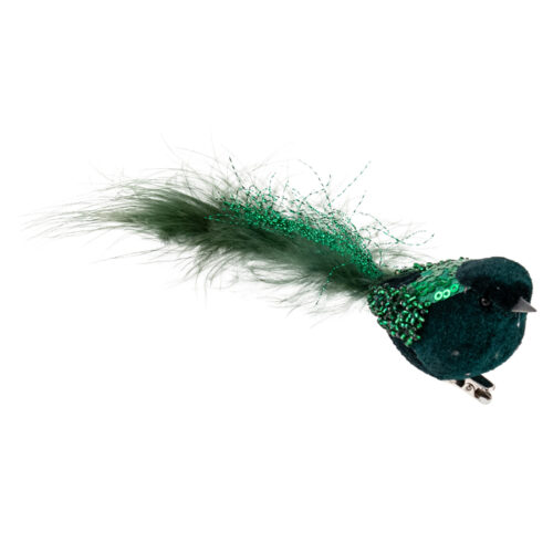 Bird Clip On Velvet Emerald