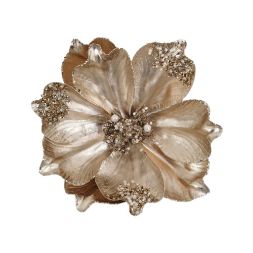 Magnolia Clip On Metallic Champagne