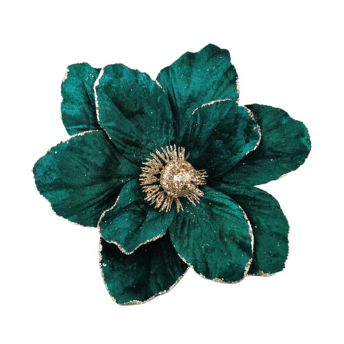 Magnolia Clip On Velvet Emerald