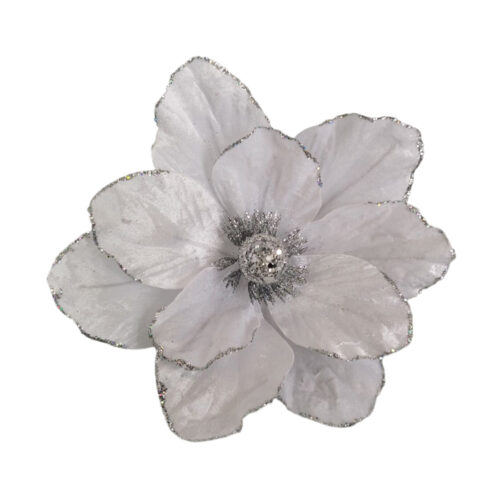 Magnolia Clip On White Silver Edge