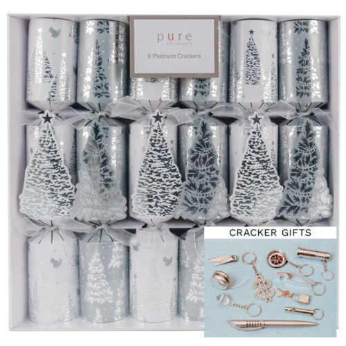Bon-Bons - 6 White & Silver Tree - Platinum Crackers