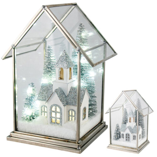 LED Church Scene Small White/Silver