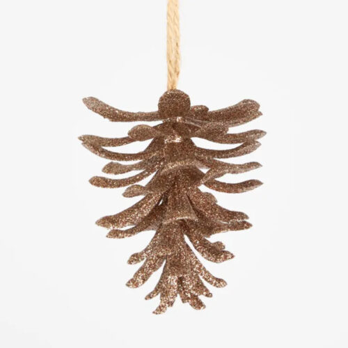 Glittery Pinecone Hanging Ornament Brown