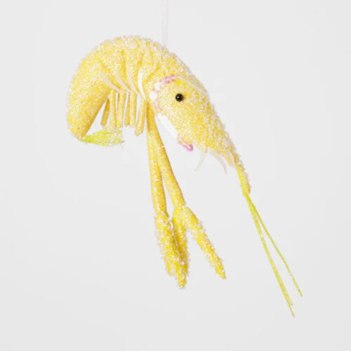 Glitter Prawn Hanging Ornament Yellow
