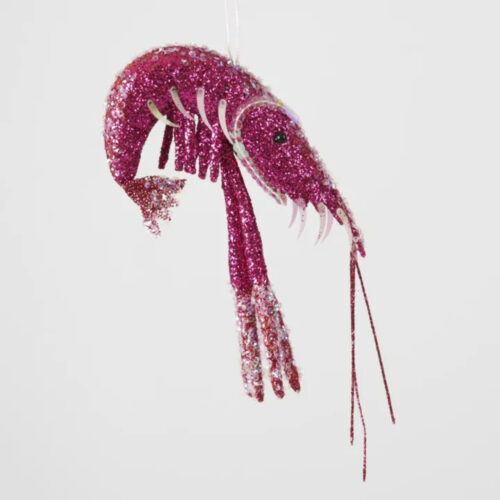 Glitter Prawn Hanging Ornament Fuchsia