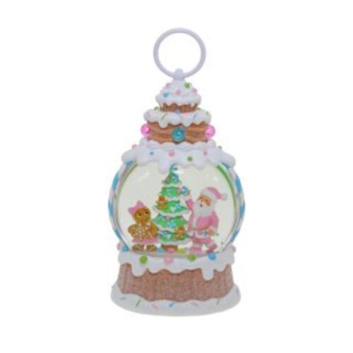 Candy Gingerbread Lantern/Glitter Globe Santa with Tree