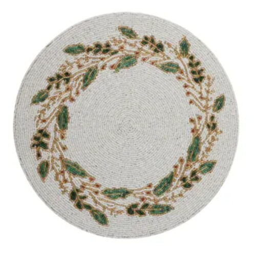 Set of 4 Beaded Placemats Holly & Berries