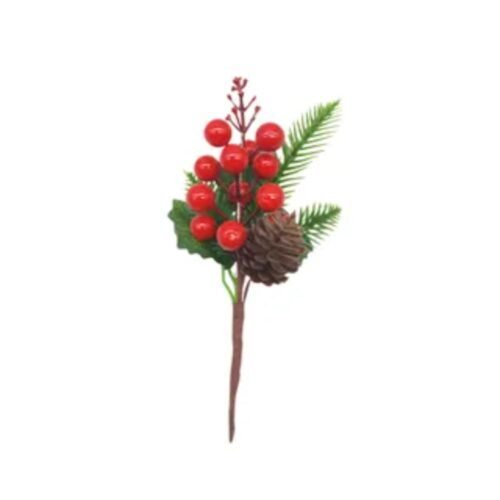 Berry Pine Pick with Pinecone, 20cm