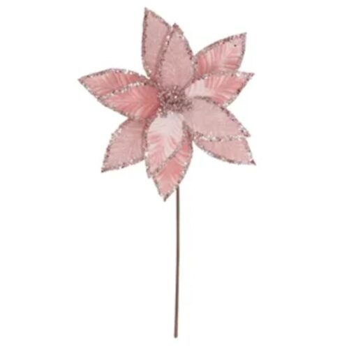 Poinsettia Stem Jewelled Pink