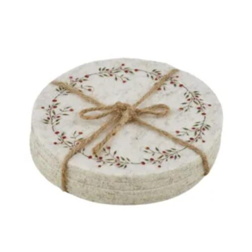 Set of 4 Christmas Coasters Round Grey