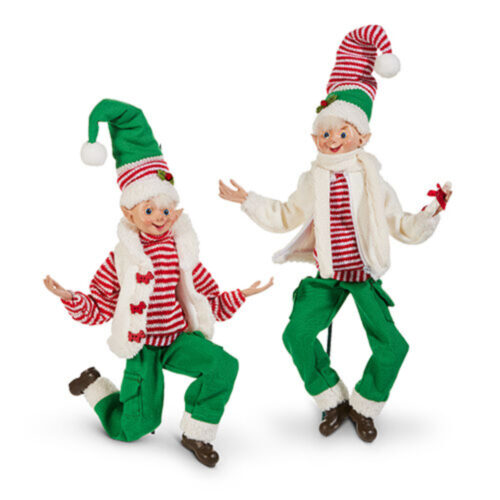 Paws & Claus, Striped Poseable Elf 2 Asst