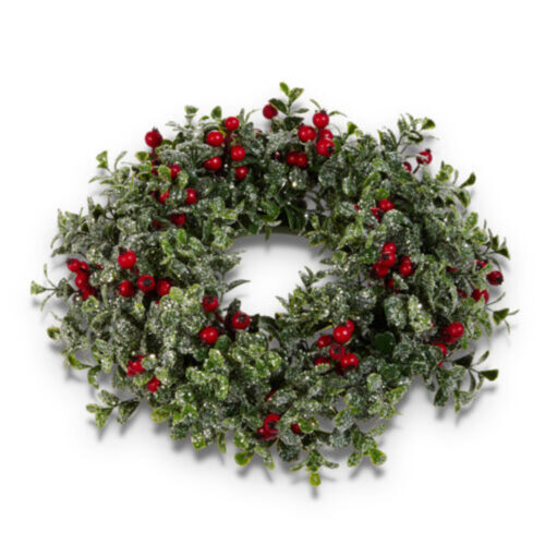 Iced Berry & Boxwood Mini Wreath Candle Ring