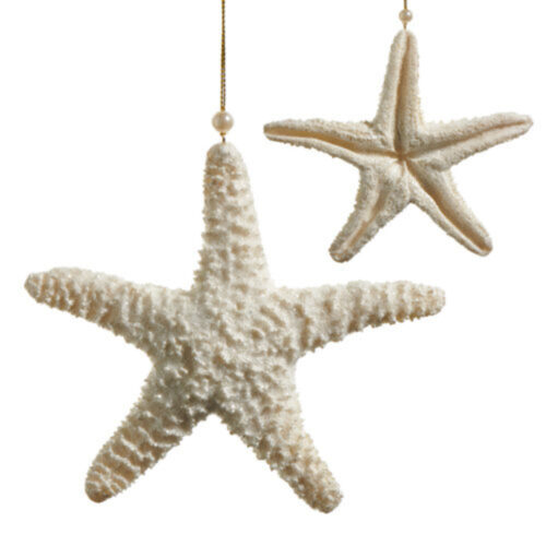 Starfish Hanging Ornament Ivory Glitter