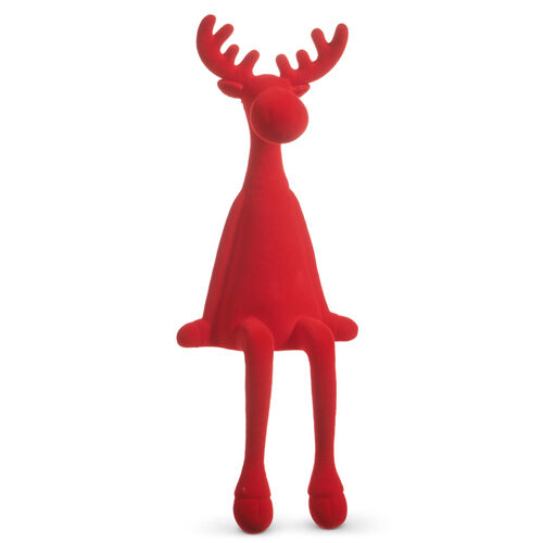 Paws & Claus - Flocked Sitting Red Moose