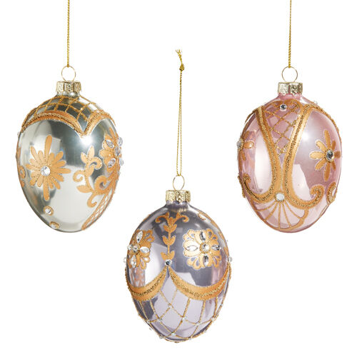 Holiday Rendezvous, Egg Ornament, 3 Ast