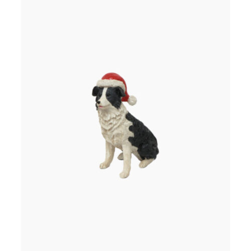 Sheep Dog with Santa Hat