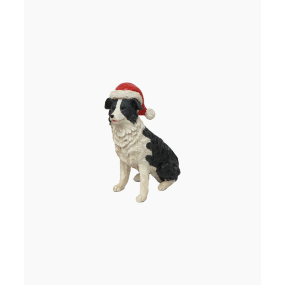 Sheep Dog with Santa Hat