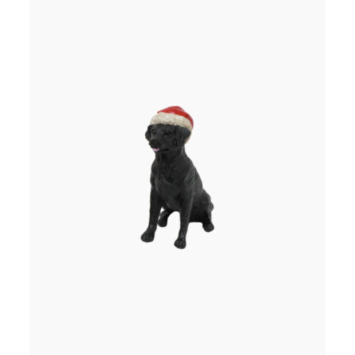 Black Dog with Santa Hat