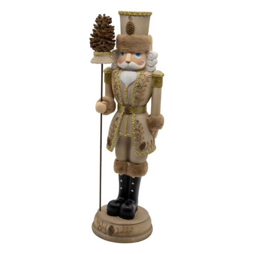 LED Nutcracker with Staff Natural