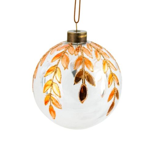 Bauble Clear with Copper/Gold Leaves