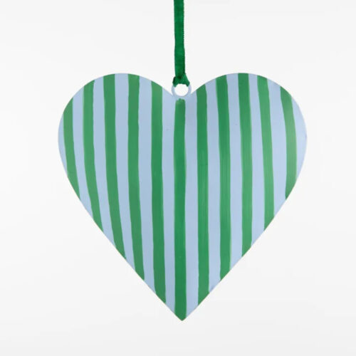 Heart Hanging Ornament Large Blue Green