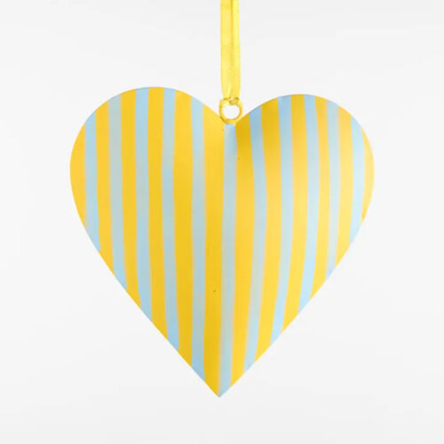 Heart Hanging Ornament Large Yellow Aqua