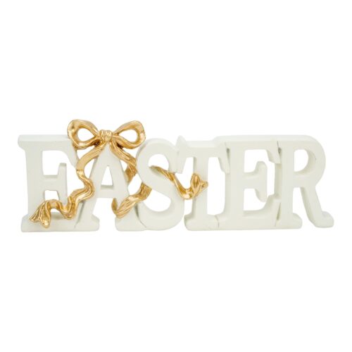Ivory Easter Sign with Champagne Bow