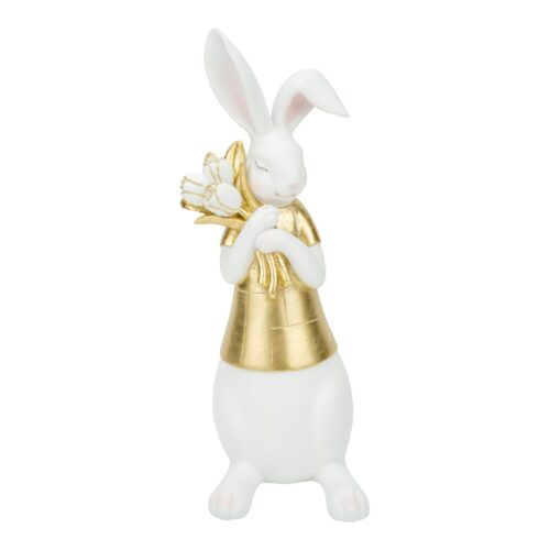 Golden Bunny Holding Tulips
