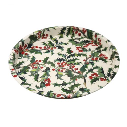 Holly Round Tin Tray
