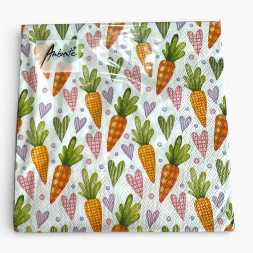 Luncheon Napkin 20Pk - Easter, Hearts & Carrots