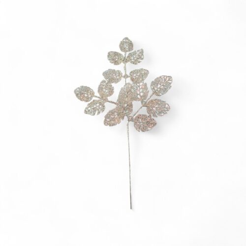 Leaf Spray Champagne with Iridescent Glitter