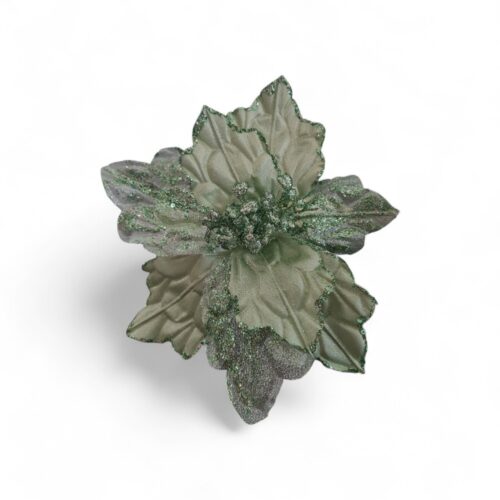 Poinsettia Clip On - Mint Crinkle