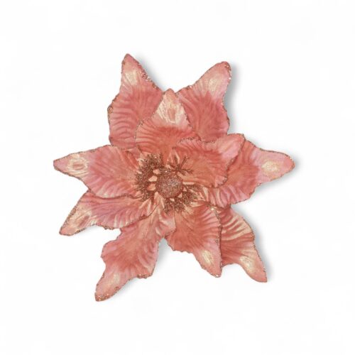 Poinsettia Clip On - Pink Glitter Centre