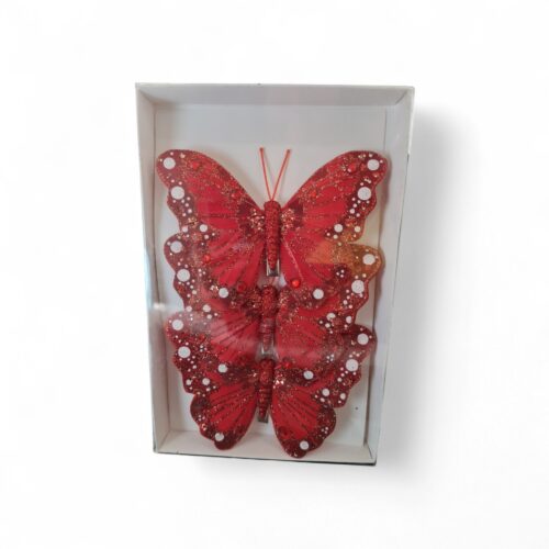 Butterfly 3 Pack Clip On Red/White Spots