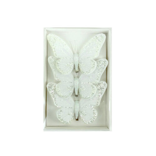 Butterfly 3 Pack Clip On White Ice