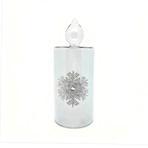 LED Candle with Diamonte Snowflake Mint Small