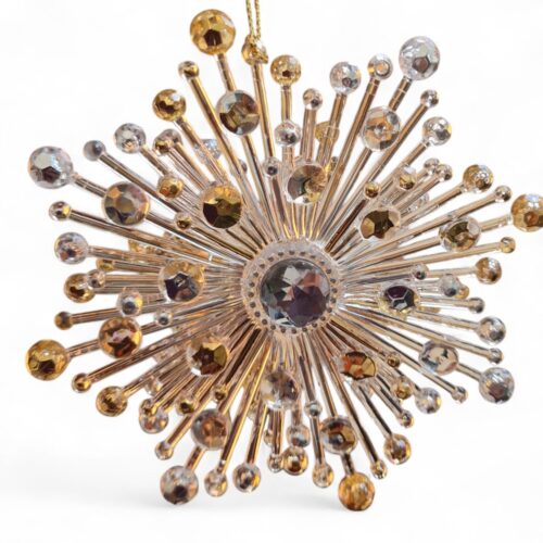 8 Point Star Hanging Decoration Clear/Gold