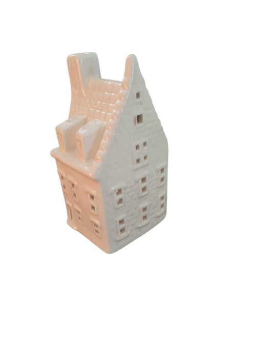 Tea Light House with Tall Roof White