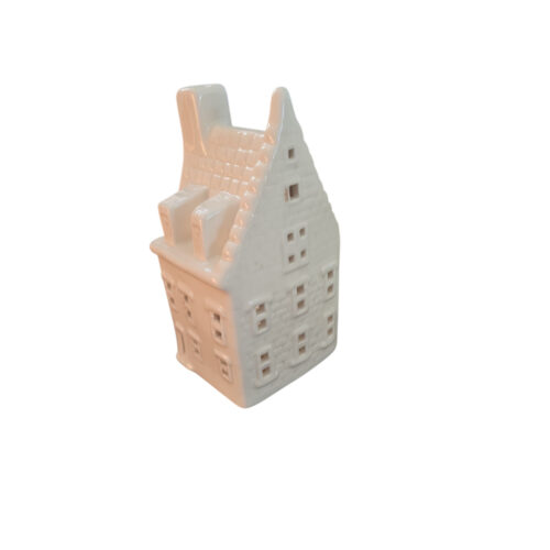 Tea Light House with Tall Roof White