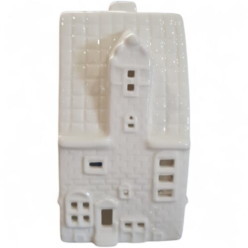 Tea Light House with Tower White